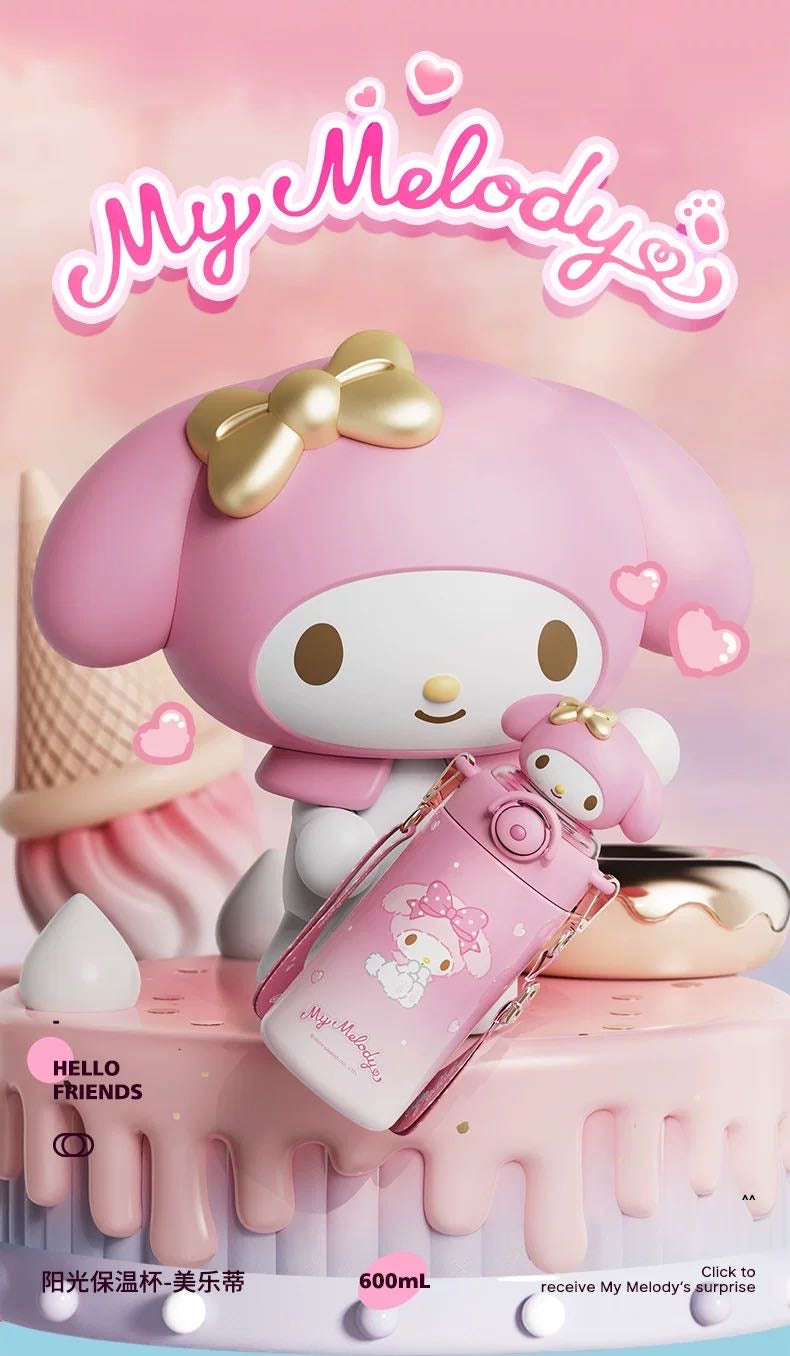 Sanrio 316 Stainless Steel Straw Thermos Cup Keep Warm Keep Cold Crossbody