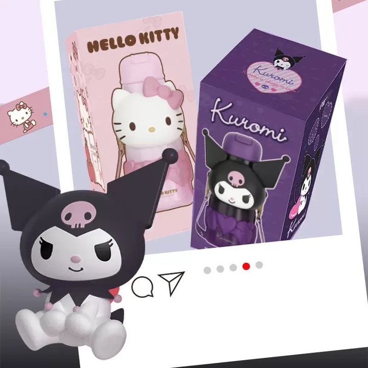 Sanrio Series 316 Stainless Steel Straw Thermos Cup Keep Warm Keep Cold Crossbody Printed + 3D Cup Sleeve