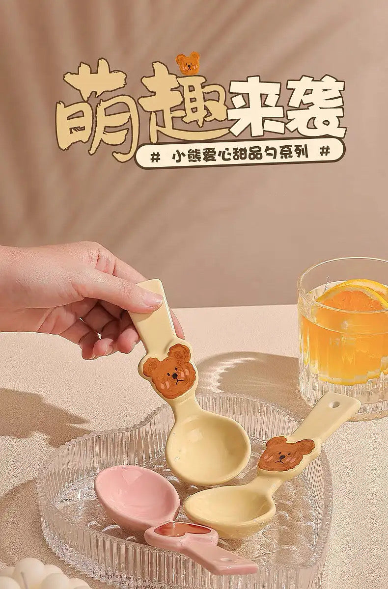 Hand-painted emoBear & Ceramic Soup Spoon