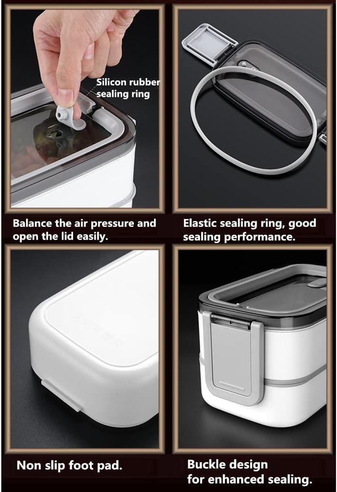 「Lunch Box」2 Tier Bento Box with 3 Compartments & Cutlery, Portable Lunch Box with Lunch Bag & Utensils Spoon, Fork, Chopsticks, Bag