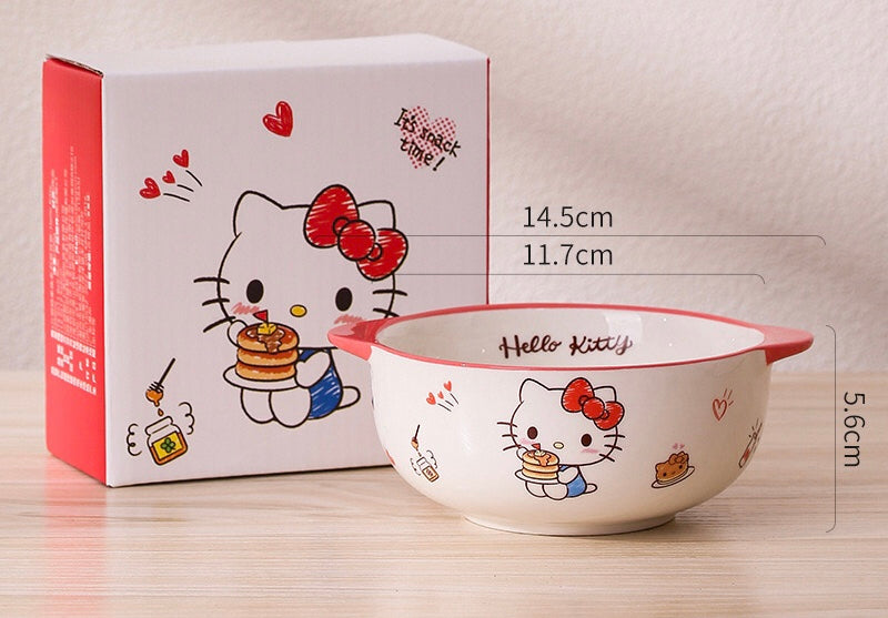 Sanrio Family Series™️ Ceramic Double-Handle Bowl – Yogurt & Rice Bowl 🥣