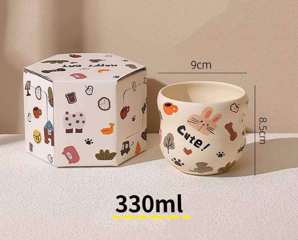 『 Cute Moon Dog Collection』 Handcrafted Underglaze Ceramic Tableware — Portion Plate 🥗, Dinner Plate 🍽️, Rice Bowl 🥣 & Mug