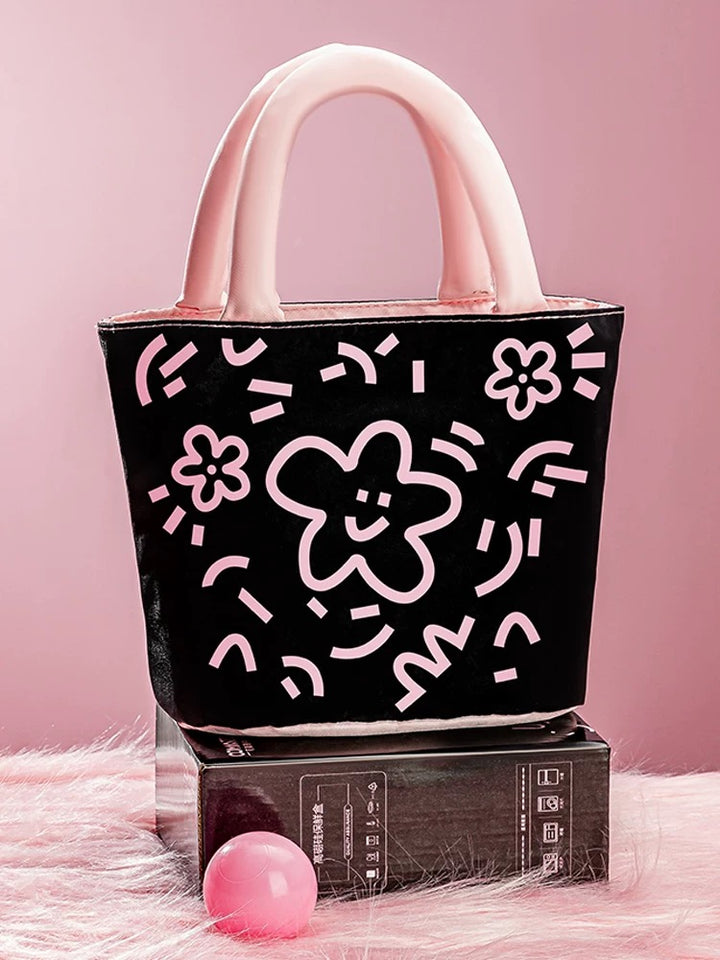 Microwave-Safe Glass Lunch Box + Insulated Tote Bag | Heat & Cold Resistant | Trendy Black & Pink