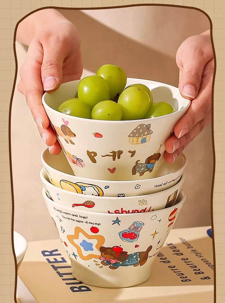 Cute Cartoon Ceramic Bowl – 5” Rice, Dessert & Yogurt Bowl