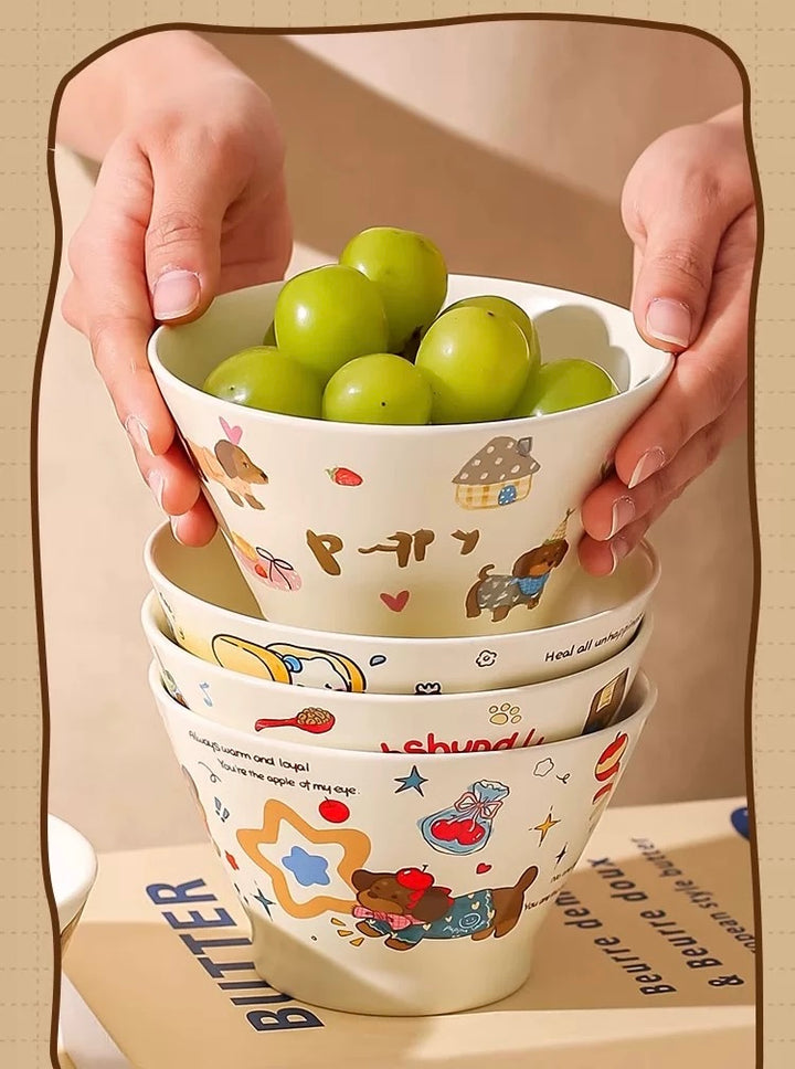 Cute Cartoon Ceramic Bowl – 5” Rice, Dessert & Yogurt Bowl