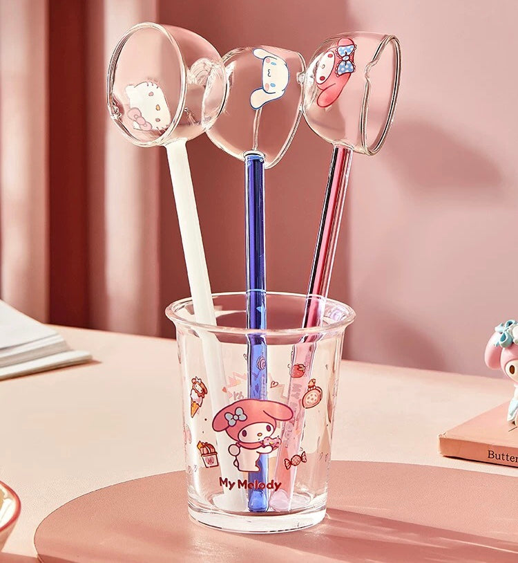 Sanrio™ Glass Long-Handle Soup Ladle – Large Serving Spoon 🍜 Heat-Resistant Oil Ladle