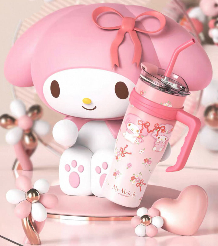 Sanrio™ Hello Kitty & My Melody 🎀 Jumbo Insulated Tumbler – 1200ml Large Capacity with Straw