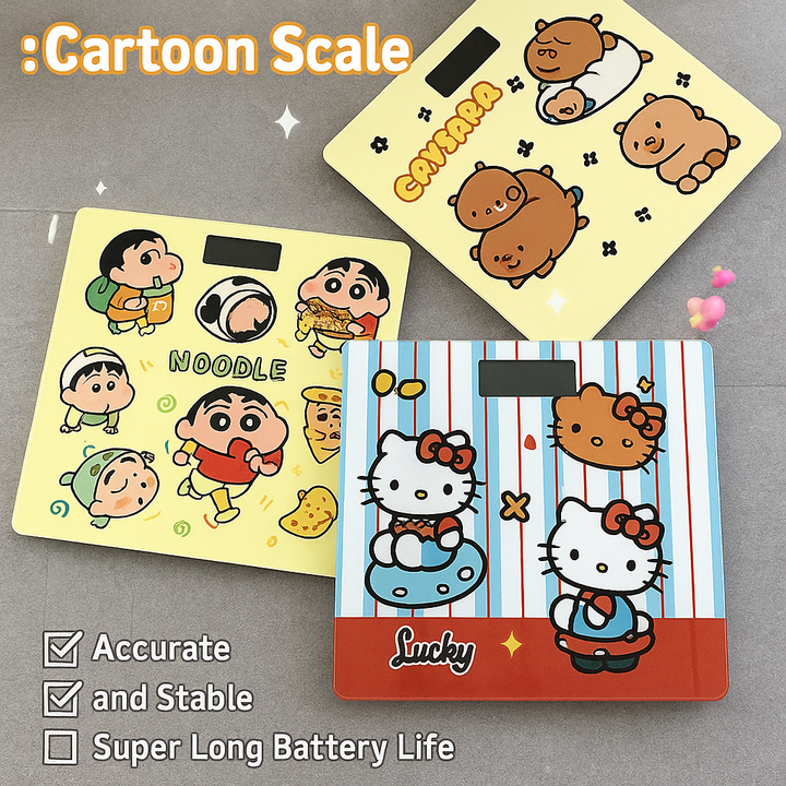 【 Perfect Weight Management Partner】
Cartoon Digital Scale – Accurate Electronic Weighing, Battery Operated 🔋