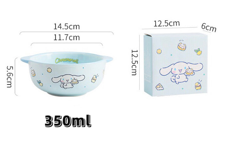 Sanrio Family Series™️ Ceramic Double-Handle Bowl – Yogurt & Rice Bowl 🥣