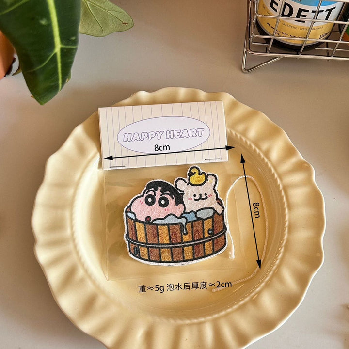 Crayon Shin-chan Hello Kitty 1 Set 4 Wood Pulp Sponge Dish Sponge Cup Scouring Pad