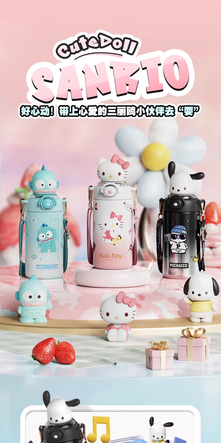 Sanrio 316 Stainless Steel Straw Thermos Cup Keep Warm Keep Cold Crossbody