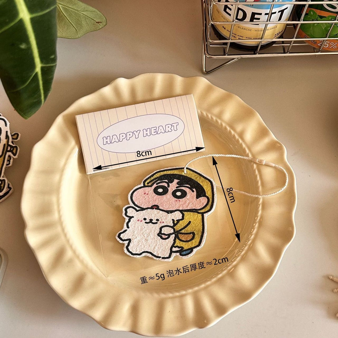 Crayon Shin-chan Hello Kitty 1 Set 4 Wood Pulp Sponge Dish Sponge Cup Scouring Pad