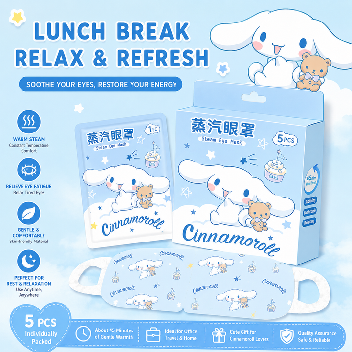 Hello Kitty™ & Crayon Shin-chan™ Steam Eye Mask – Self-Heating Warm Compress Eye Masks | 45 Minutes Gentle Warmth