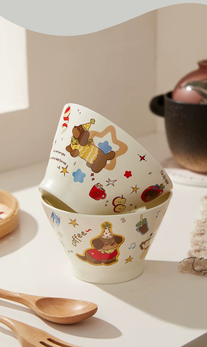 Cute Cartoon Ceramic Bowl – 5” Rice, Dessert & Yogurt Bowl
