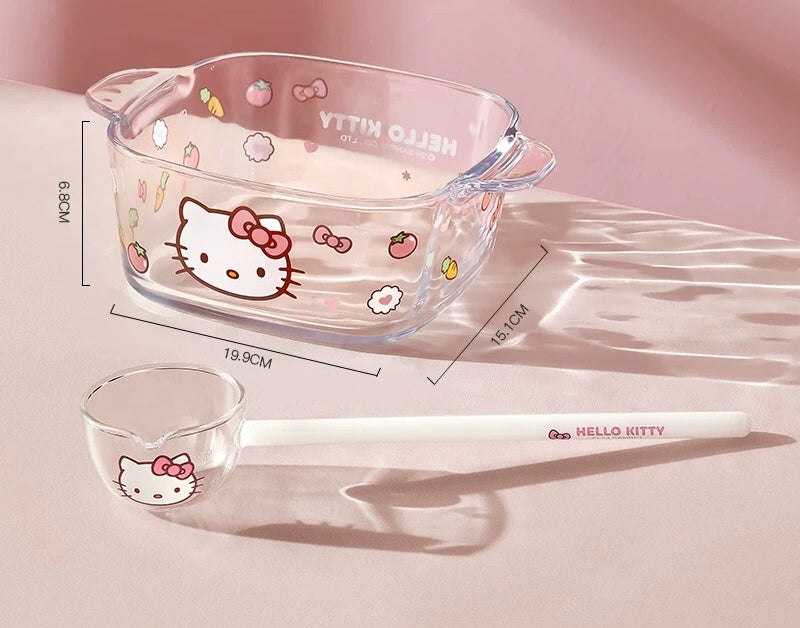 Sanrio™ Double-Handle Glass Bowl – Ramen, Rice, Dessert, Salad & Yogurt Bowl 🫐 Heat-Resistant