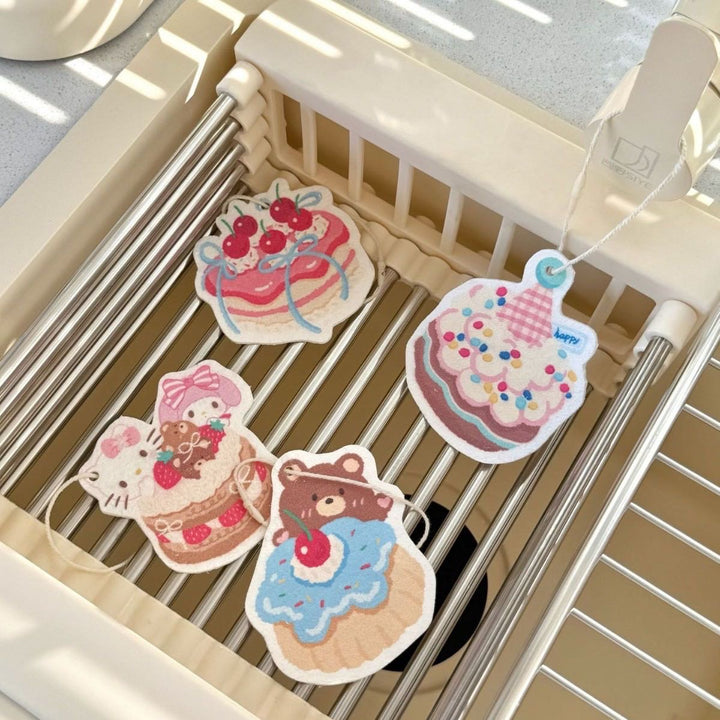 Bear 1 Set 4 Wood Pulp Sponge Bowl Scouring Pad