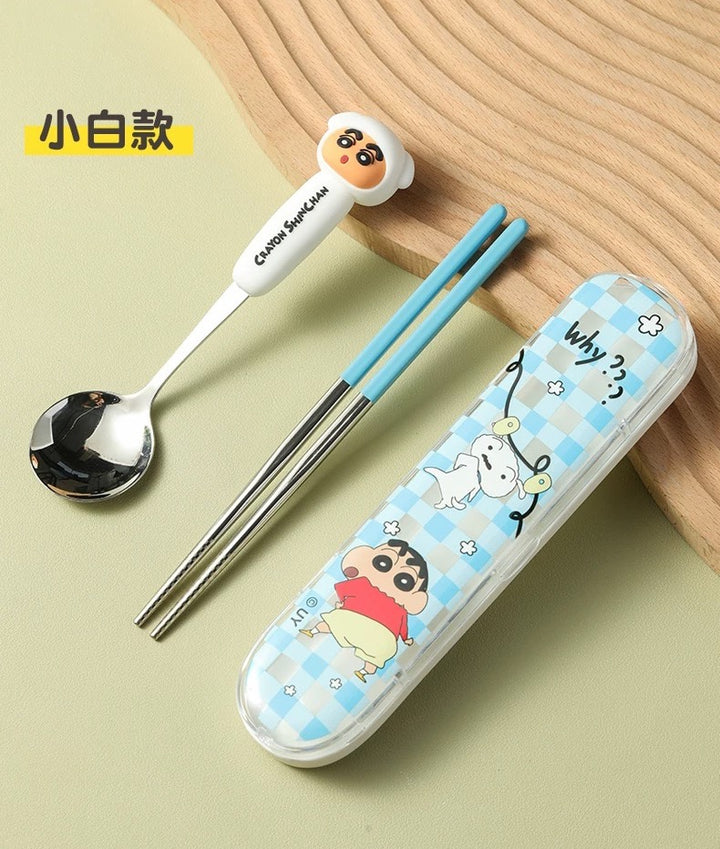 Crayon Shin-chan 304 Stainless Steel Chopsticks Spoon Portable Set