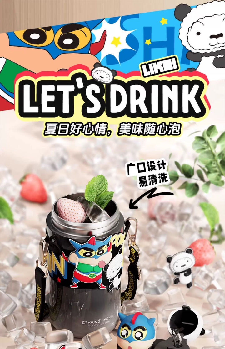 Classic Action Kamen Crayon Shin-chan Thermos Cup 316 Stainless Steel