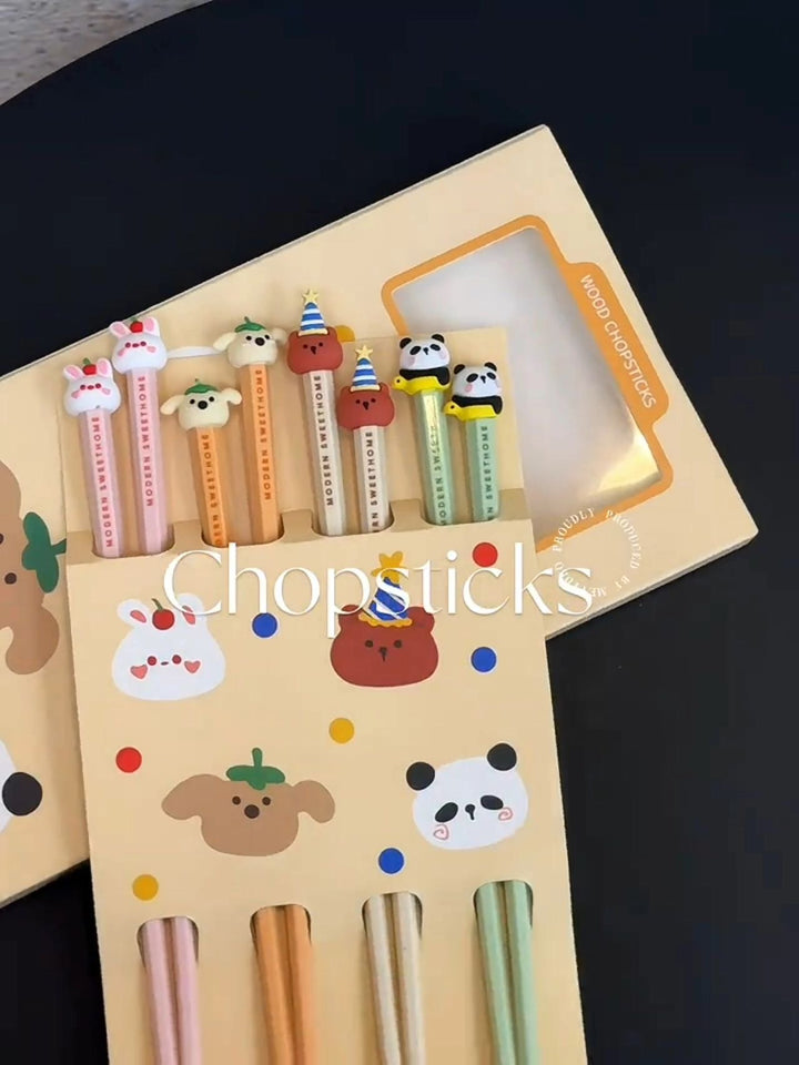 Cute Animal Alloy Chopsticks Antibacterial Anti-slip Chopsticks Individually Packaged