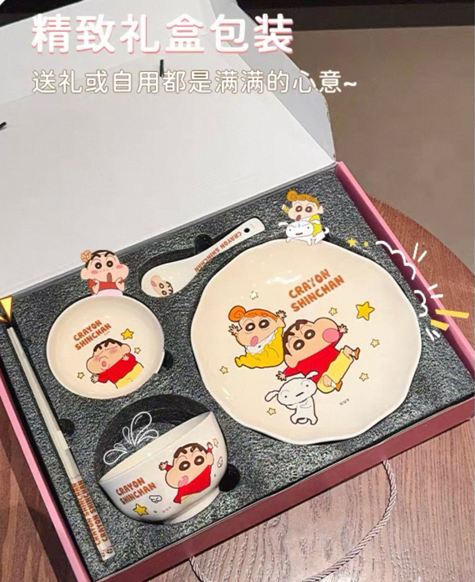 Crayon Shin-chan For One Person 5Ceramic Tableware Set Gift Box