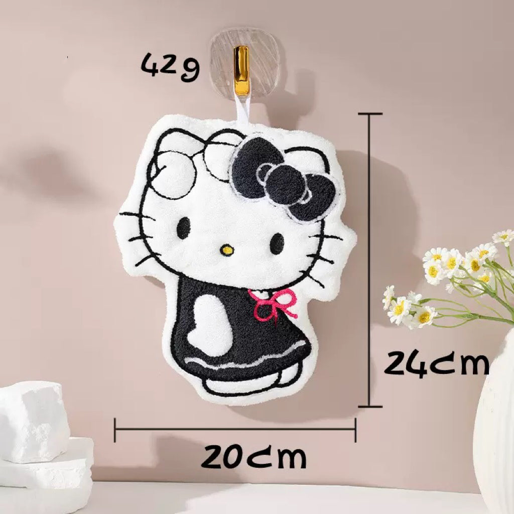 Hello Kitty Hanging Hand Towel – Thick Coral Fleece, Super Absorbent & Soft