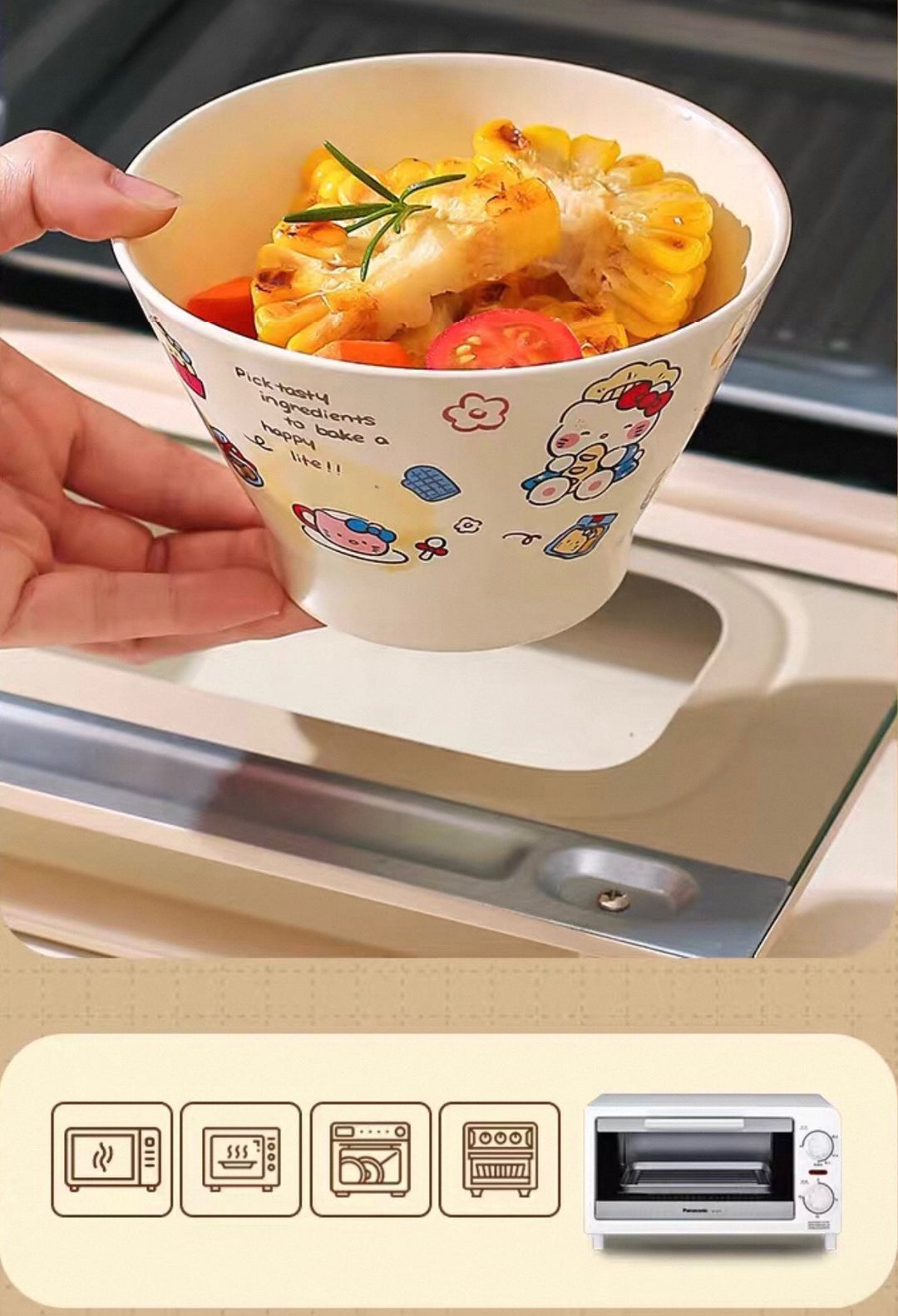 Cute Cartoon Ceramic Bowl – 5” Rice, Dessert & Yogurt Bowl