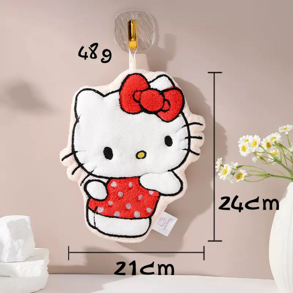 Hello Kitty Hanging Hand Towel – Thick Coral Fleece, Super Absorbent & Soft