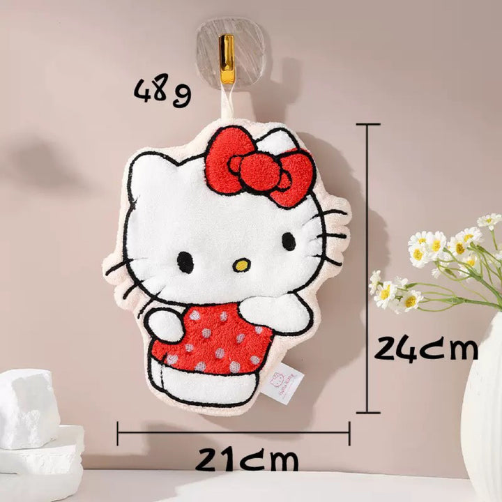 Hello Kitty Hanging Hand Towel – Thick Coral Fleece, Super Absorbent & Soft