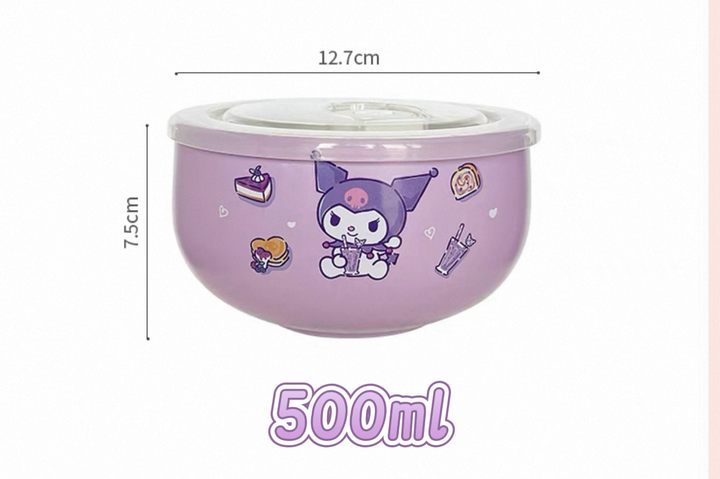 Sanrio™️ 316 Stainless Steel Bento Bowl | Instant Noodle Bowl | Food Storage Bowl with Lid – Heat-Resistant & Insulated