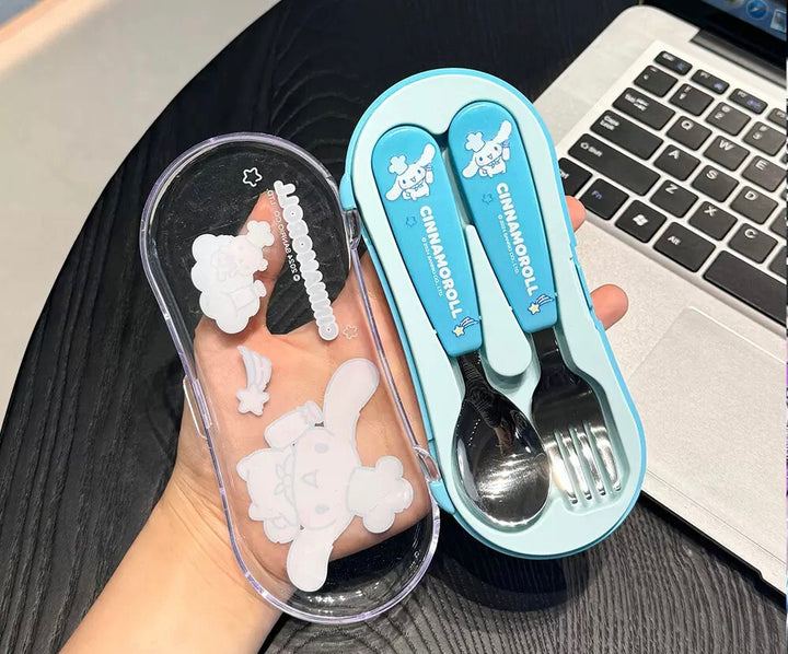Sanrio™ Portable Spoon & Fork Set with Case | 304 Stainless Steel | Kid-Friendly