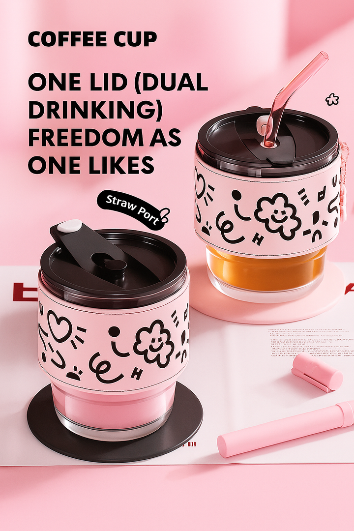 “Cloud Doodle” Peach Pink Glass Cup Gift Set – 5 Pieces