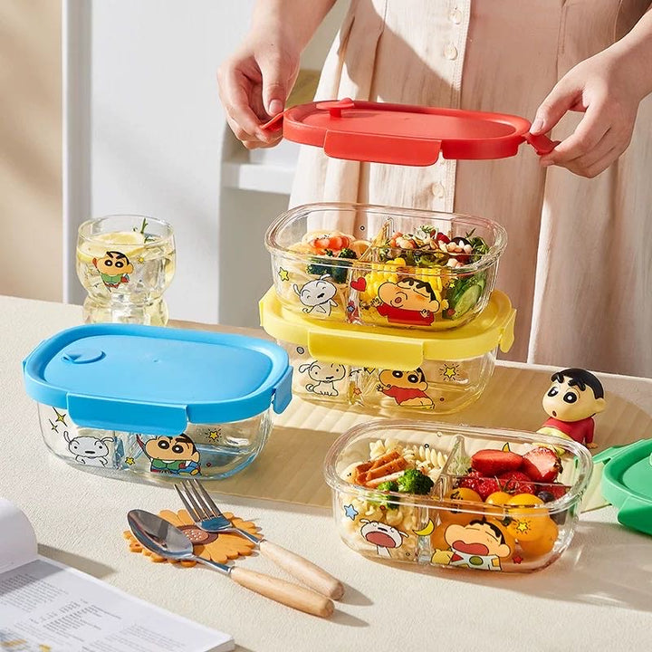 Crayon Shin-chan Glass Lunch Box Compartment Crisper
