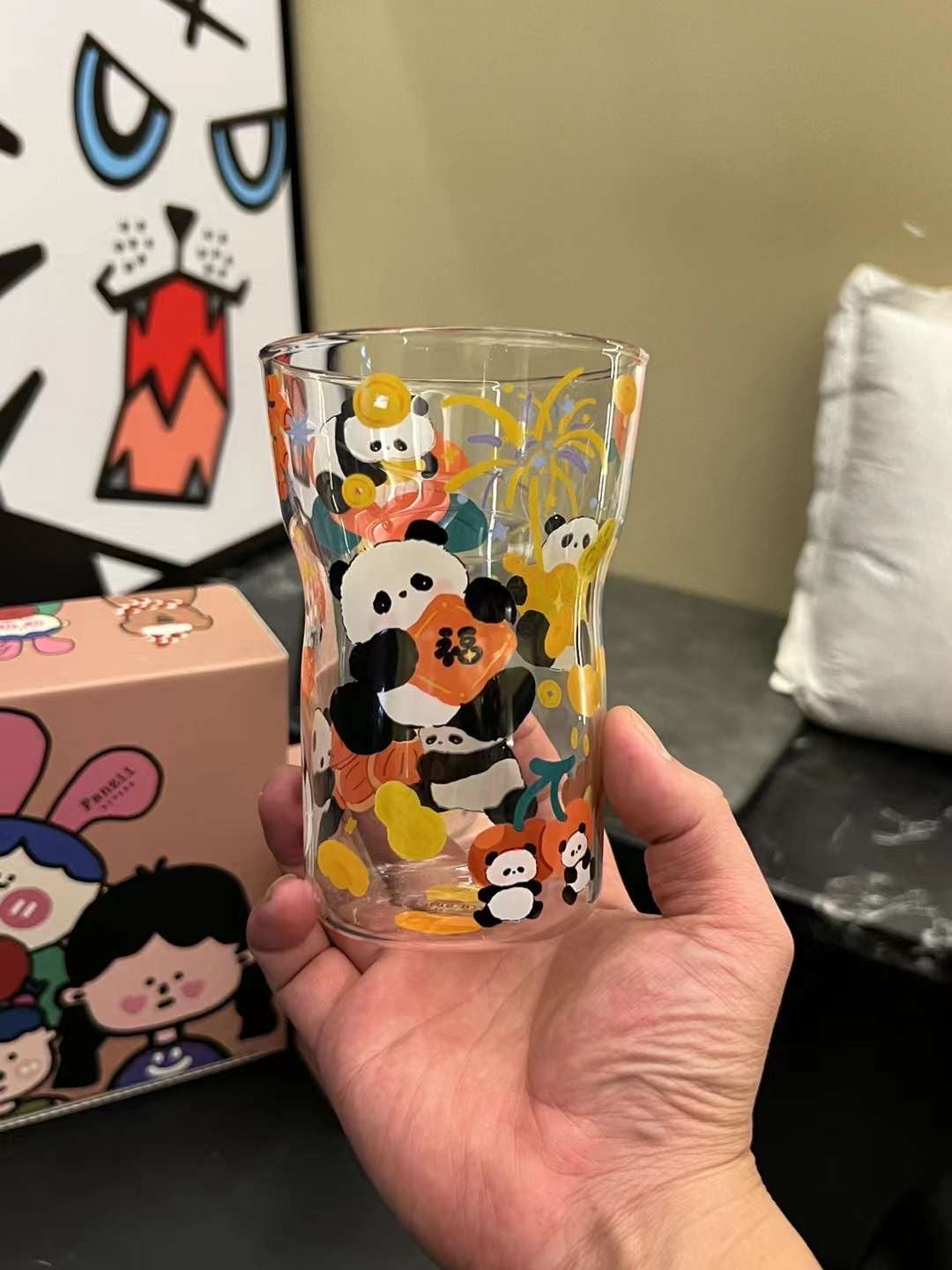 Panda Glass Cup 500ml