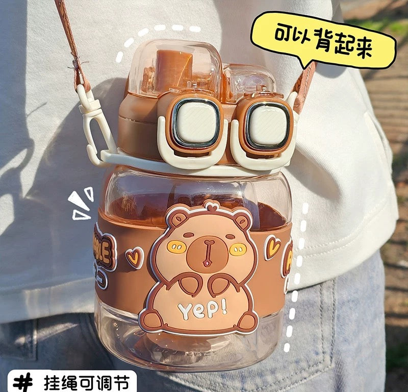 Capybara Maternal & Child Grade TritanKids Adults Large Water Bottle Straw Cup Safety Lock Leak-proof 760ml