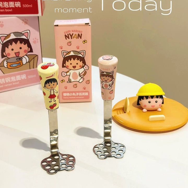 🍒Chibi Maruko-chan™ Stainless Steel Potato Masher – Baby Food & Kitchen Tool