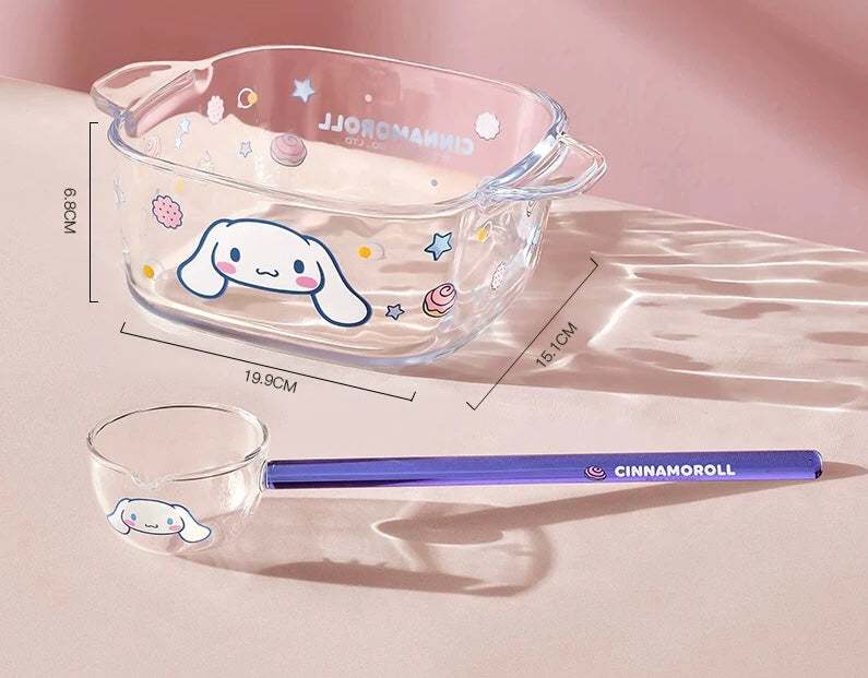 Sanrio™ Double-Handle Glass Bowl – Ramen, Rice, Dessert, Salad & Yogurt Bowl 🫐 Heat-Resistant