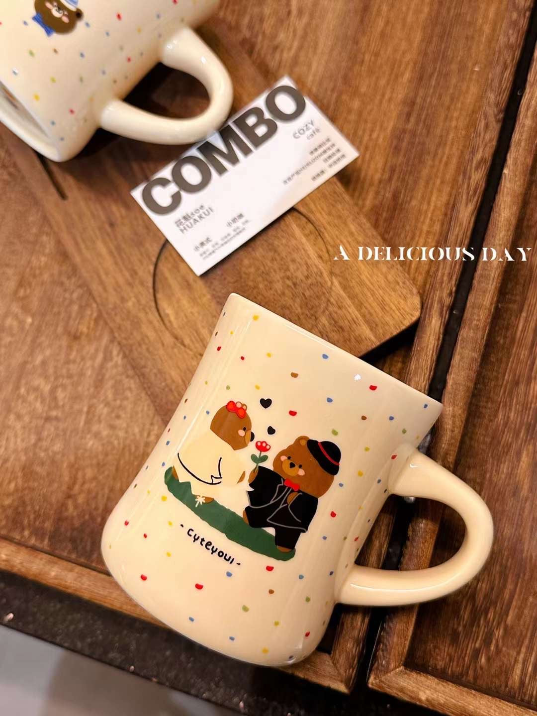 Polka Dot Bear Polka Dot Ceramic Mug 400ml