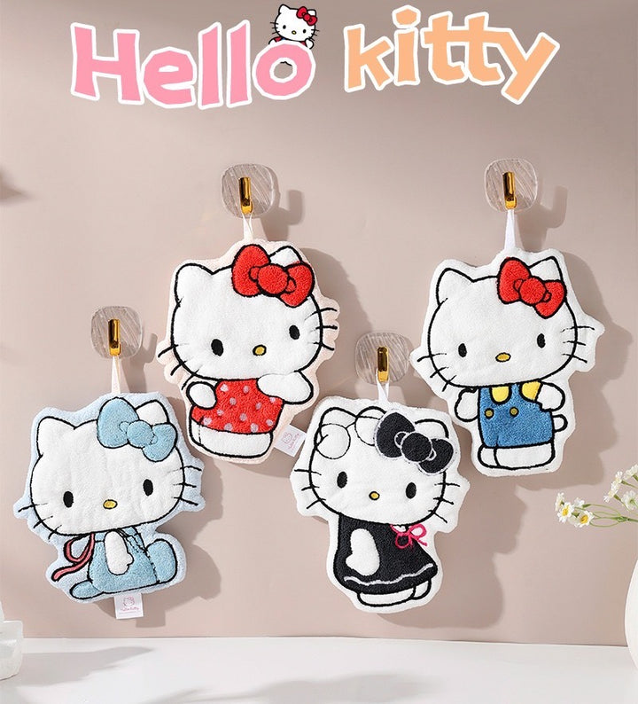 Hello Kitty Hanging Hand Towel – Thick Coral Fleece, Super Absorbent & Soft