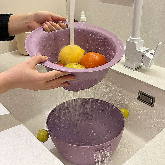 「Kitchen Sink Drain Basket 」 Double Layer Drainage Basket,Drainage Bowl for Sink, Fruit, Food, Vegetables Strainer for Kitchen