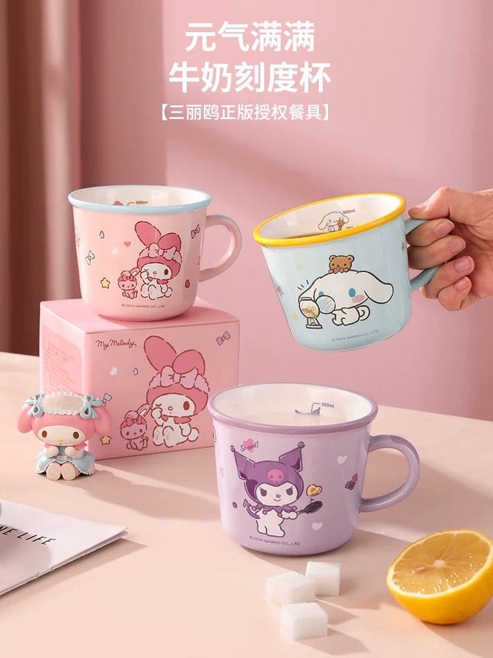 Sanrio Hello Kitty Ceramic Breakfast Cup Water Cup with Scale