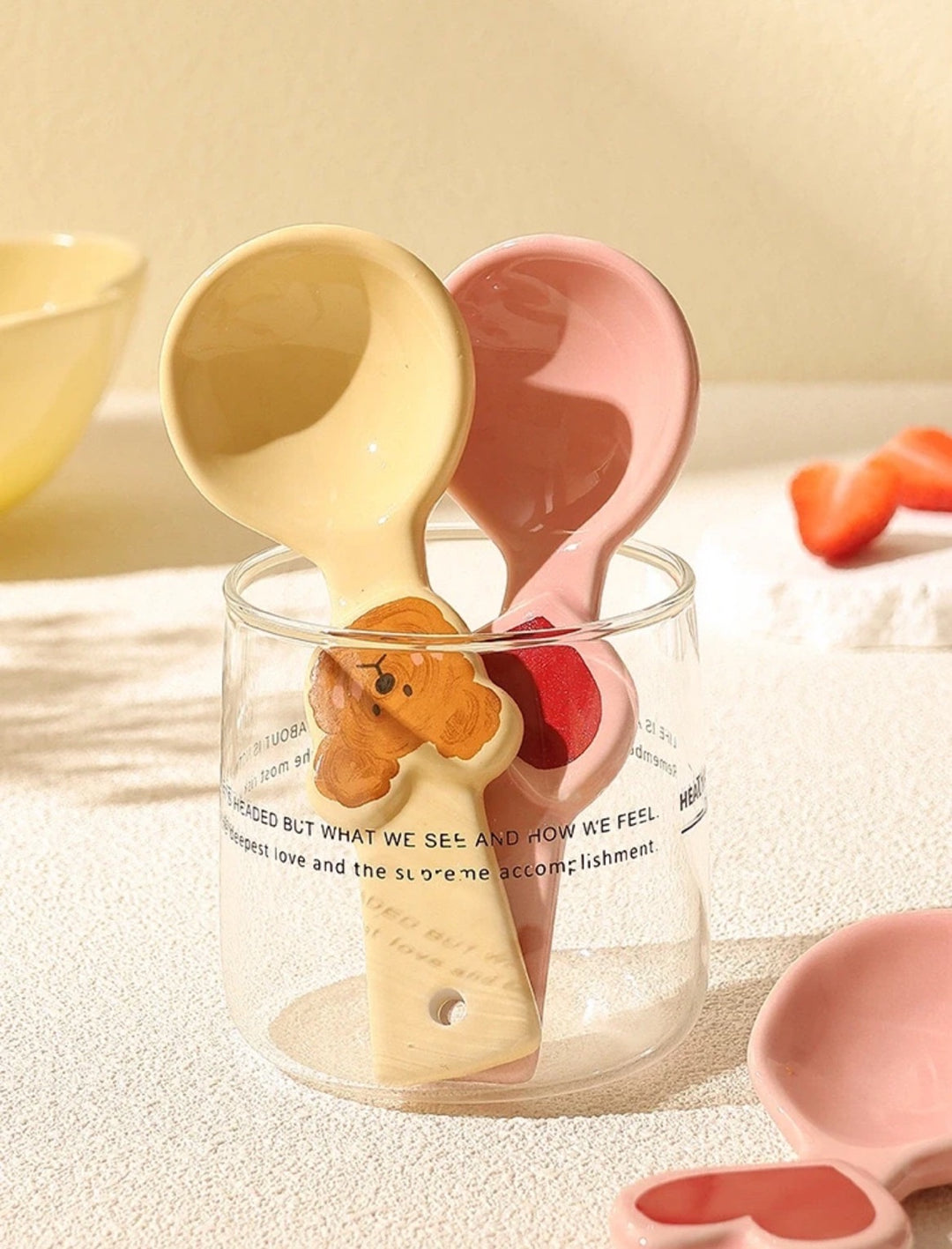 Handcrafted Emo Bear🐻 & Love Heart💗 Ceramic Soup Spoon
