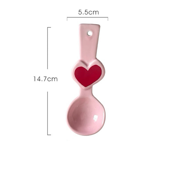 Handcrafted Emo Bear🐻 & Love Heart💗 Ceramic Soup Spoon