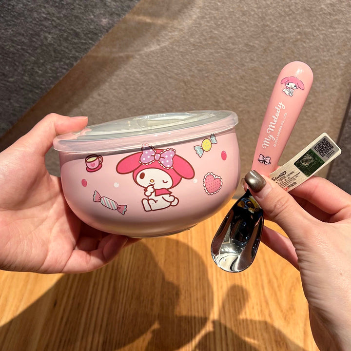 Sanrio™️ 316 Stainless Steel Bento Bowl | Instant Noodle Bowl | Food Storage Bowl with Lid – Heat-Resistant & Insulated