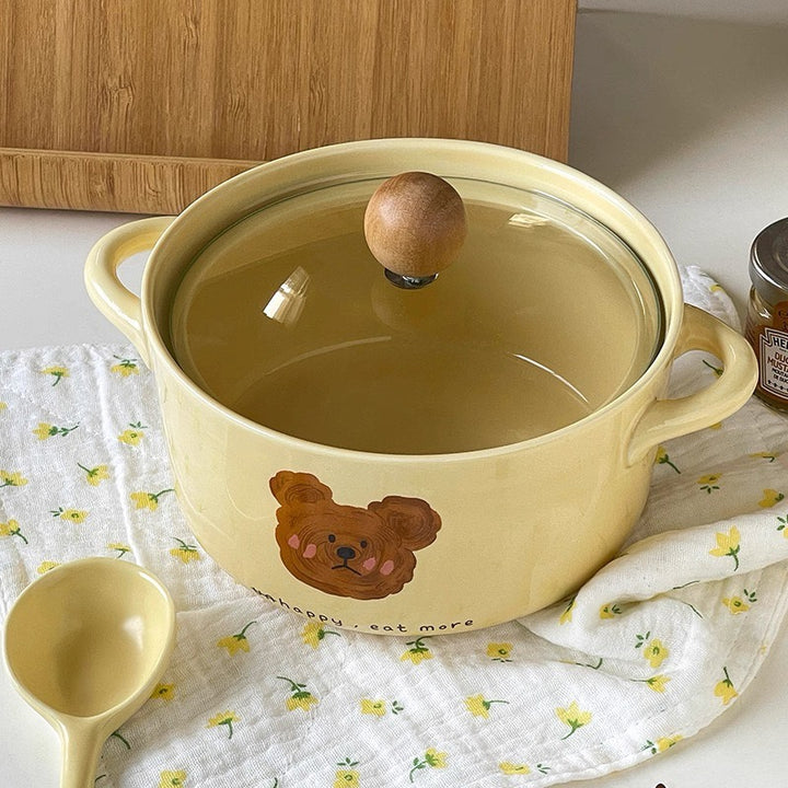 Kawaii emo Bear Noodle/ Ramen Bowl 🍜🐻 With Lid