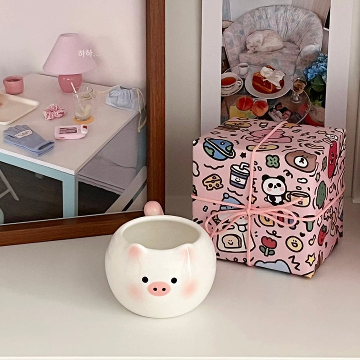 Blushing Kitty & Little Pink Pig 🐷 Ceramic Mug – Heat Resistant