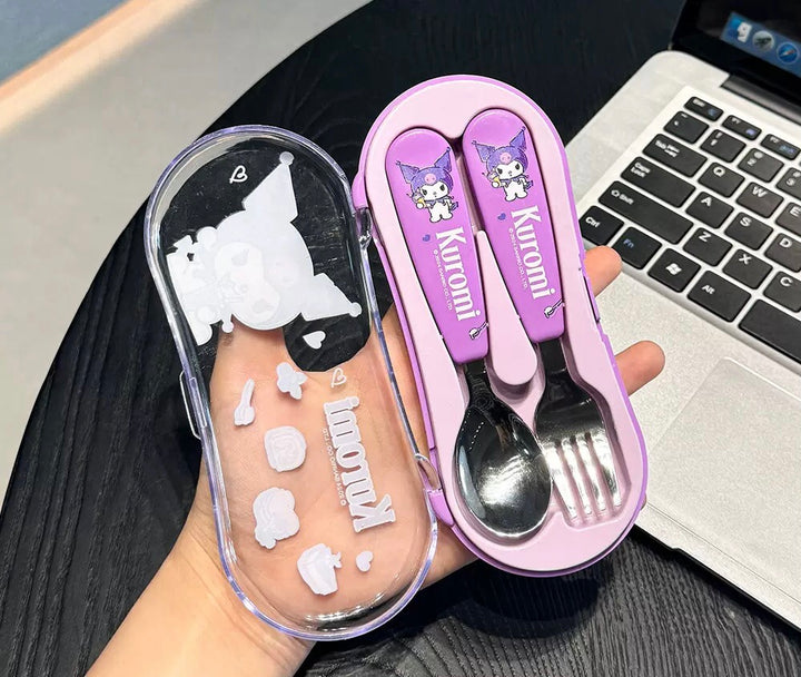 Sanrio™ Portable Spoon & Fork Set with Case | 304 Stainless Steel | Kid-Friendly