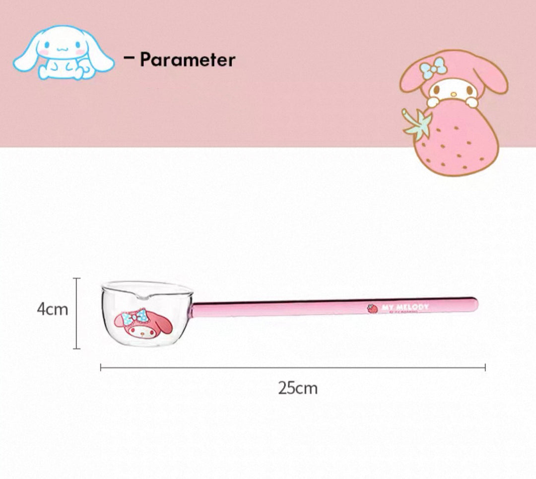 Sanrio™ Glass Long-Handle Soup Ladle – Large Serving Spoon 🍜 Heat-Resistant Oil Ladle