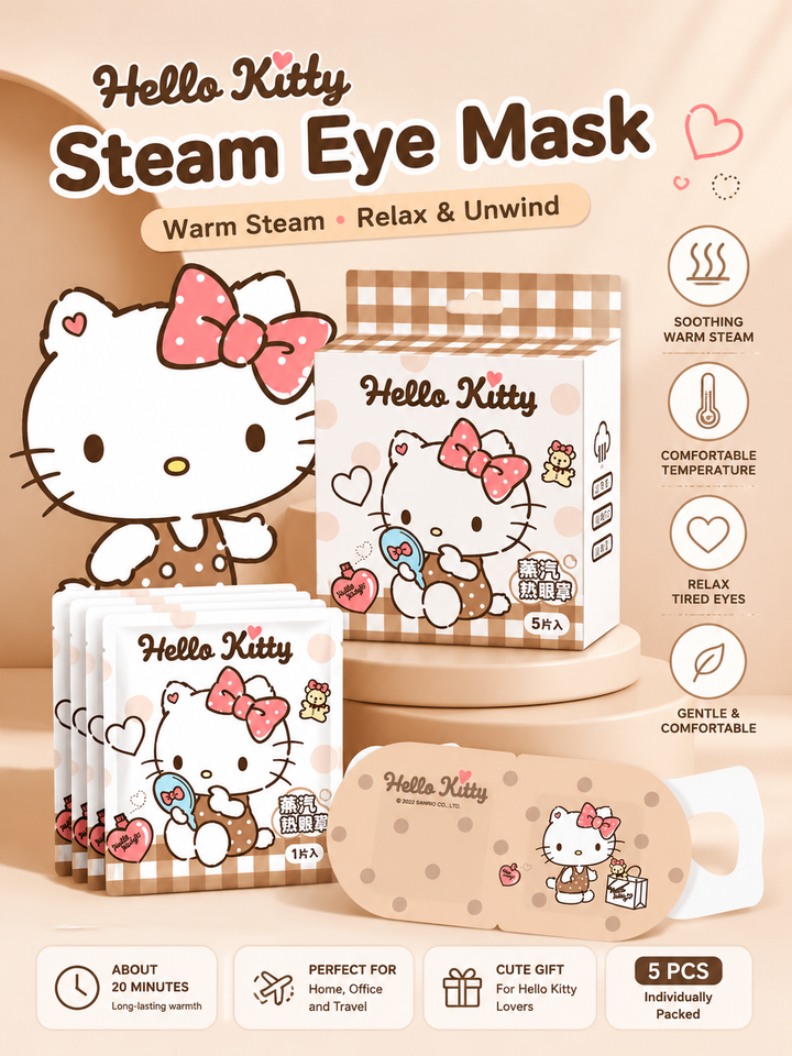 Hello Kitty™ & Crayon Shin-chan™ Steam Eye Mask – Self-Heating Warm Compress Eye Masks | 45 Minutes Gentle Warmth