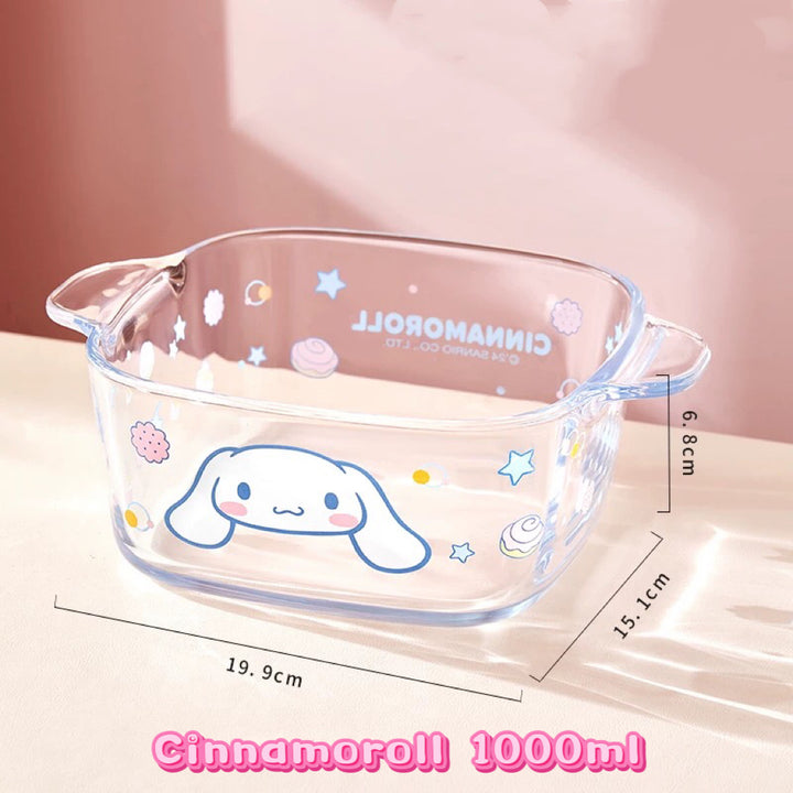 Sanrio™ Double-Handle Glass Bowl – Ramen, Rice, Dessert, Salad & Yogurt Bowl 🫐 Heat-Resistant