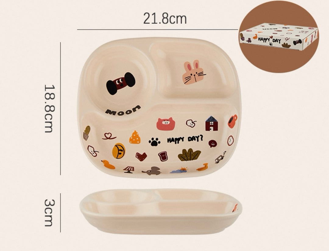 『 Cute Moon Dog Collection』 Handcrafted Underglaze Ceramic Tableware — Portion Plate 🥗, Dinner Plate 🍽️, Rice Bowl 🥣 & Mug
